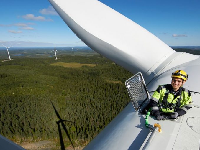 Foto: Stamsåsen vindpark i Norrland, Sverige.