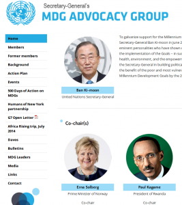 Erna Solberg: Vise-styreleder i FN's Millenium Developement Goals Advocacy Group